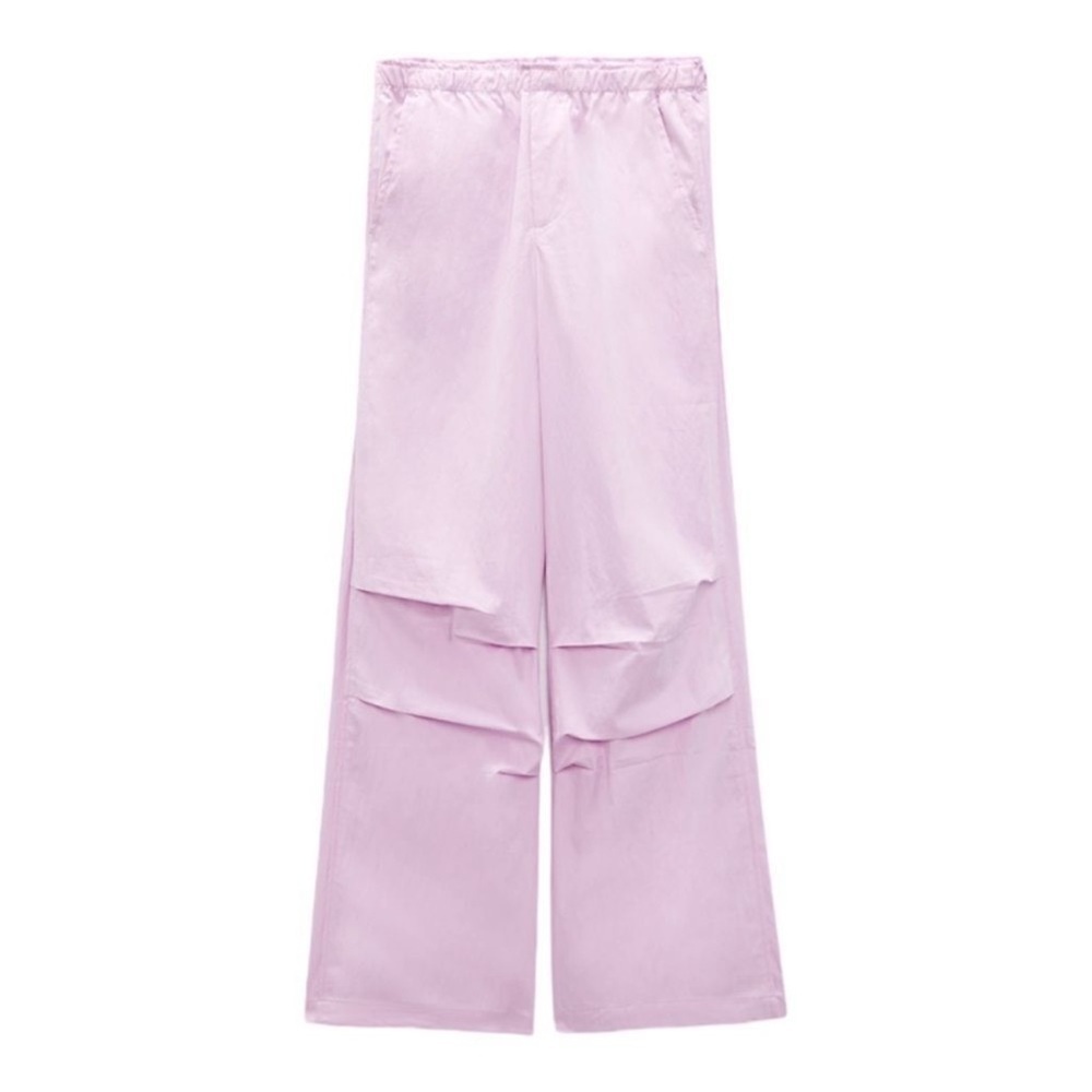 Zara Nylon Pink Wide-Leg Pants - Picture 2 of 7